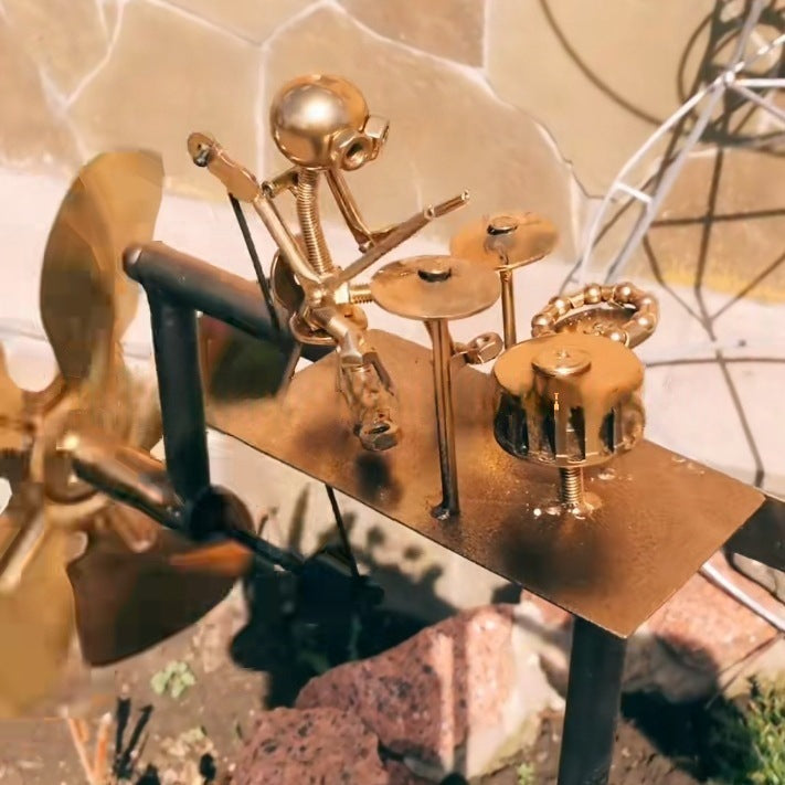 🔥Last Day 57% OFF🥁Handmade Metal Rock Band Windmill🎁(Includes a 70cm bracket)