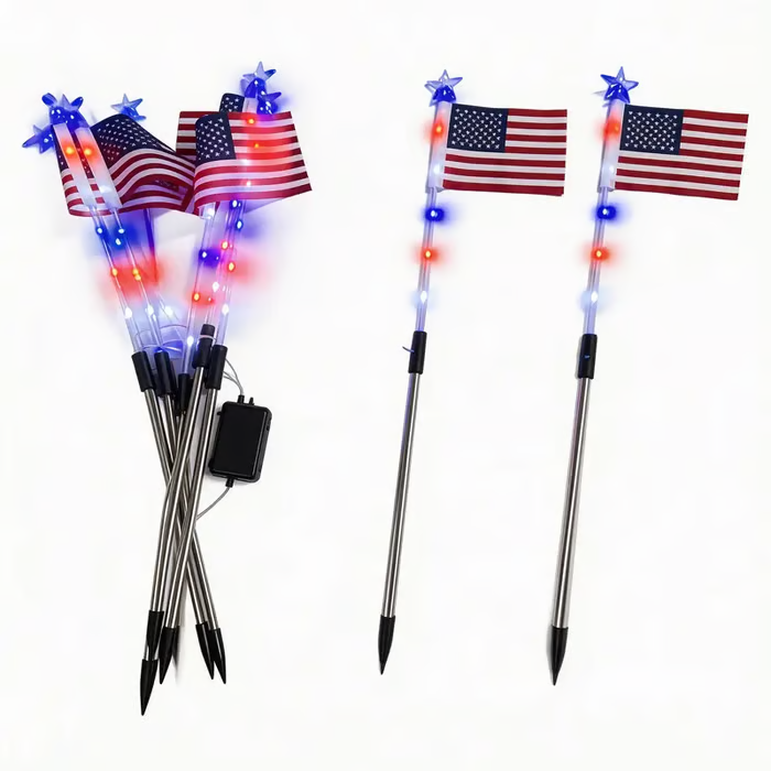 🔥Last Day 49% OFF - 🔥8 Solar American Flag Pathway Lights – Red, White & Blue Yard Glow for 250th Independence Celebration 🇺🇸✨