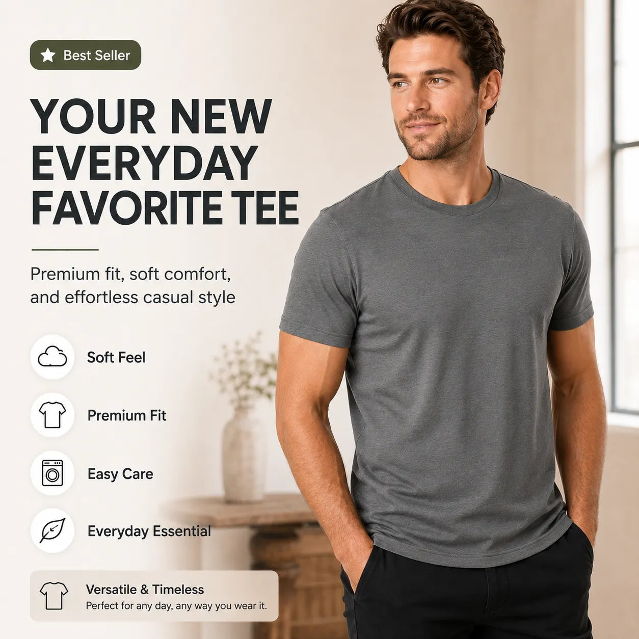 👕 LIMITED-TIME 50% OFF! ✨ Men’s Short Sleeve Crew Neck T-Shirts